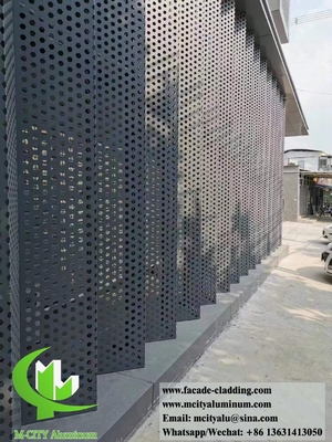 Metal Cladding Perforating Sheet Metal Facades Panels Metallic Gray Color PVDF Weatherproof