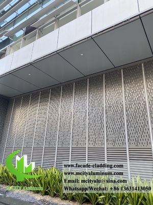 Metal Cladding Perforating Sheet Metal Facades Panels Metallic Gray Color PVDF Weatherproof