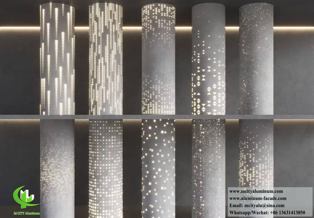 Custom Powder Coated Perforated Aluminium Columns