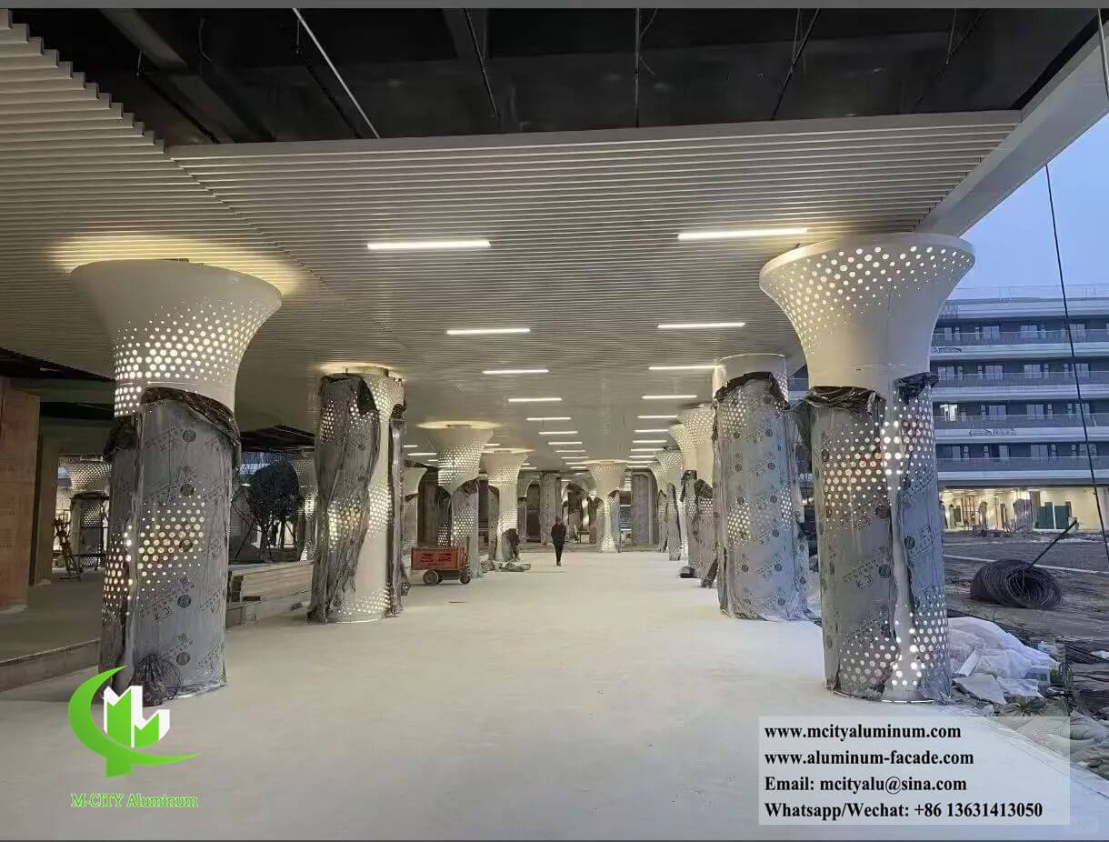 Double-Curved Aluminum Columns with Custom Finishes