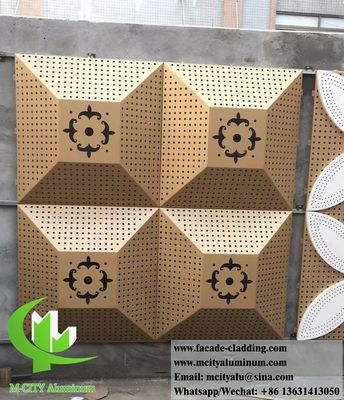 Good price 3D shape metal screen aluminium facades perforation sheet golden color online