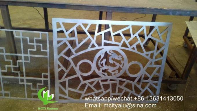 Foshan 5mm wood color Metal aluminum screen laser cut screen panel hotel decoration