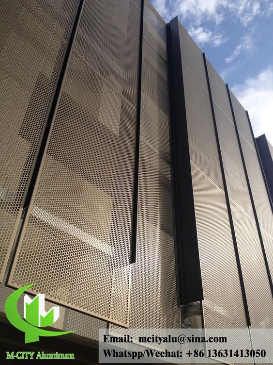 Formed aluminum panel for facade cladding weatherproof laser cut