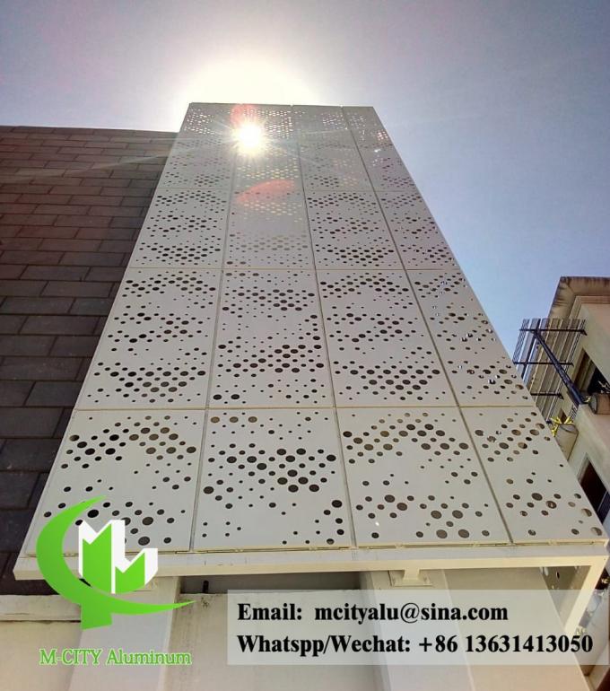3D shape Perforated metal cladding aluminium facades round holes silver color for building wall